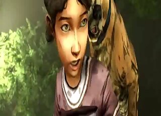 Clementine from The Walking Dead fucks a very horny dog in 3D XXX