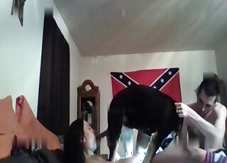 Proud conservative whore gets fucked by a black dog in the pussy
