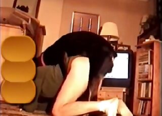 Black dog with red penis fucks a thicc-assed zoophile in a living room