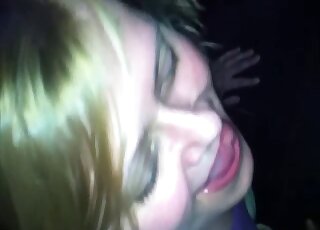 Mature slut is filmed while getting facefucked by a dog in heat