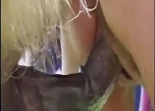 Amateur MILF enjoys doggy pounding on a farm by massive animal dick