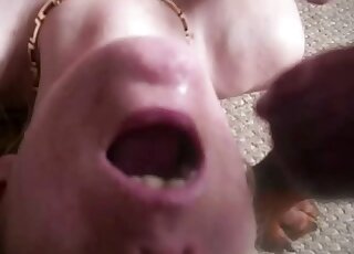 Closeup homemade dog porn and cumshots on the babe's tits