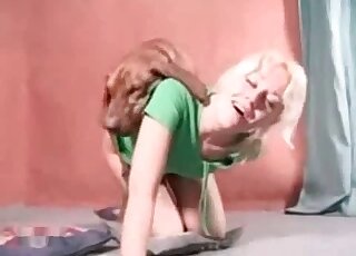 Brown doggie doesn't mind making hot blonde happy by fucking her