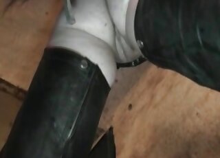 Bitch gets her twat filled with tons of jizz after sex with a horse