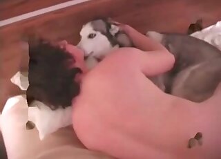 Zoophile dude fucks his submissive dog and cums on her fur