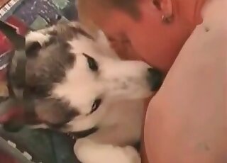 Shameless zoophile guy strokes his dog’s hole and fucks it hard