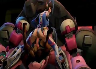 Du porno tabou Overwatch avec D.Va chevauchant la fusée rouge d'un chien